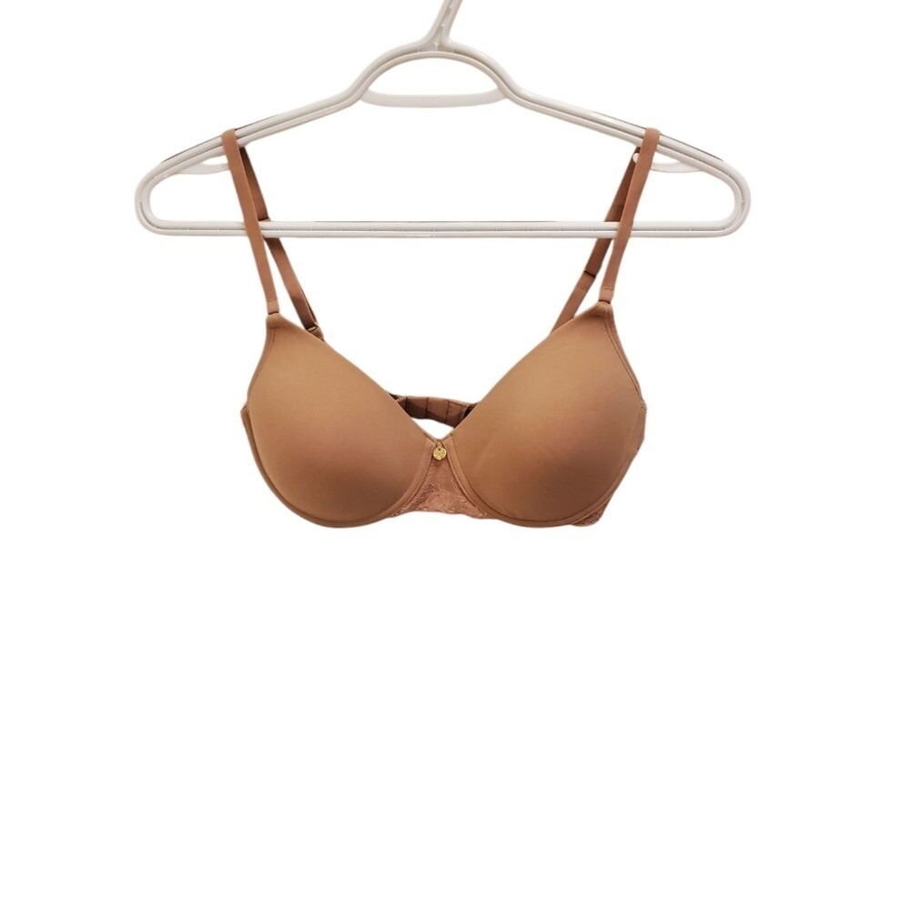 Natori Bra Underwire Lace Trim Everyday Comfort T-Shirt Bra 32D